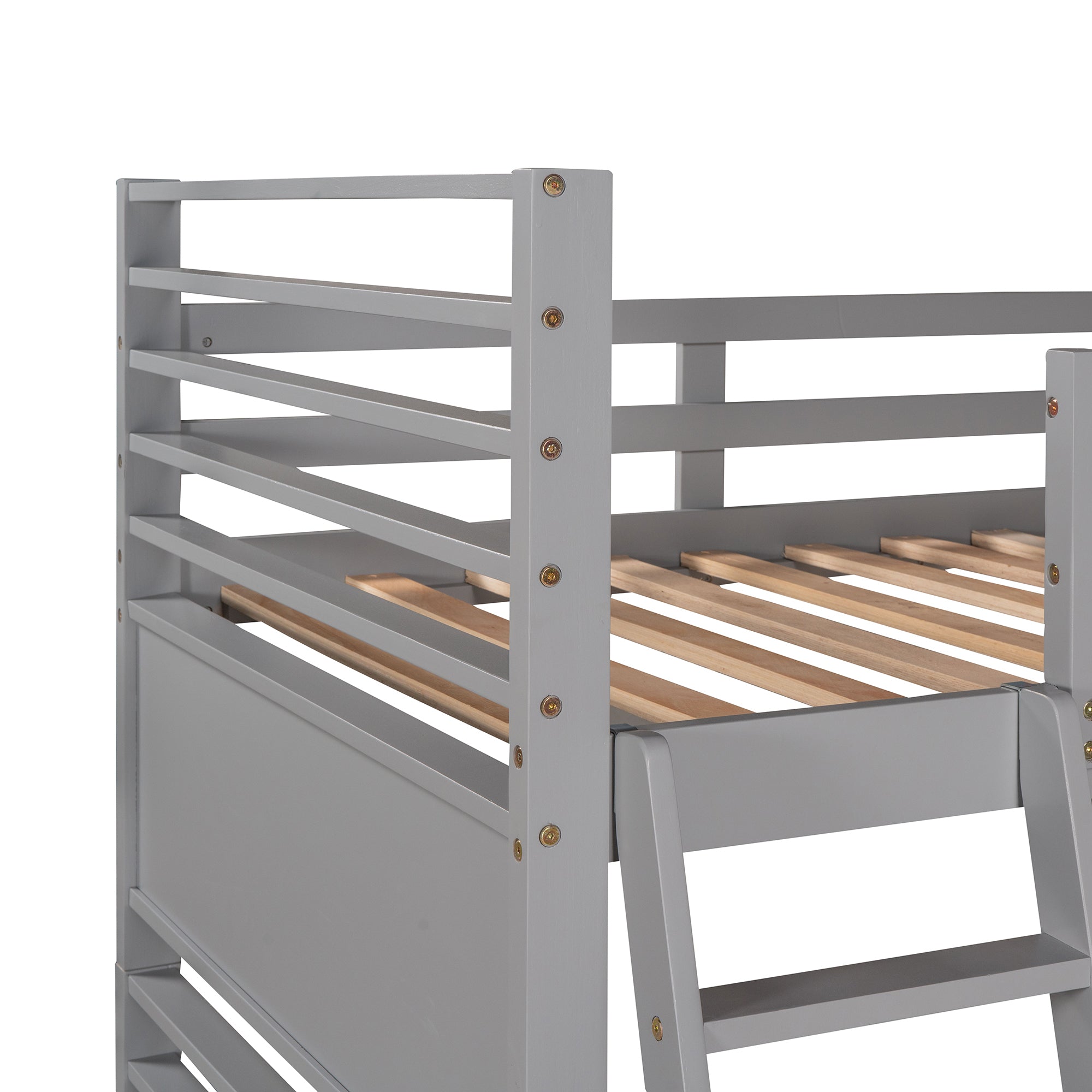 Twin over Twin Wood Bunk Bed with Two Drawers - Gray - Atlantic Fine Furniture Melbourne FL