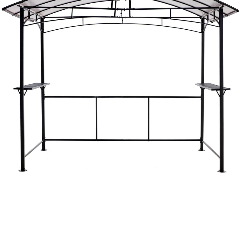 Grill Gazebo 8X5Ft, Outdoor Patio Canopy, Bbq Shelter With Steel Hardtop And Side Shelves - Black