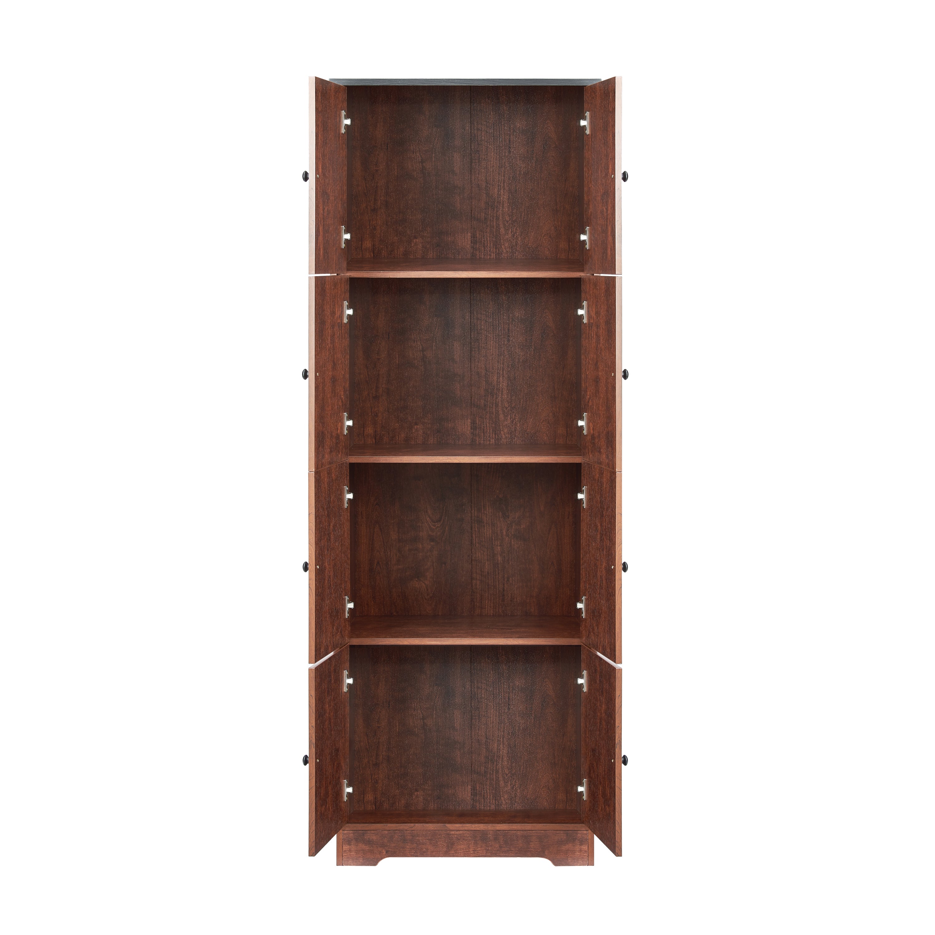 Tall Storage Cabinet with 8 Doors and 4 Shelves, Wall Storage Cabinet for Living Room, Kitchen, Office, Bedroom, Bathroom, Walnut