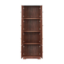 Tall Storage Cabinet with 8 Doors and 4 Shelves, Wall Storage Cabinet for Living Room, Kitchen, Office, Bedroom, Bathroom, Walnut