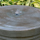 Large Modern Cylinder Ribbed Tower Water Fountain, Contemporary Outdoor Bird Bath