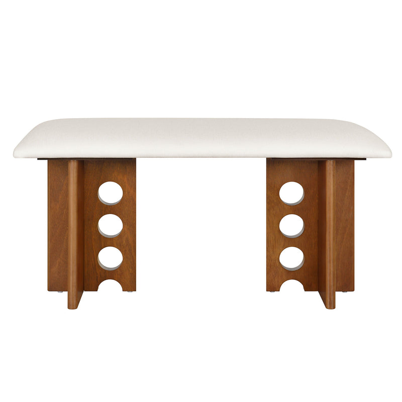 Modern Double Pedestal 6 Piece Dining Table Set, 4 Upholstered Rattan Back Dining Chairs And Bench