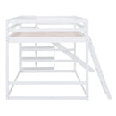 Bunk Bed With Ladder, Slide, And Shelves Pine Wood