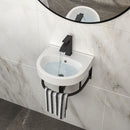 Wall Mounted Bathroom Sink With Towel Bar And Faucet - White / Black