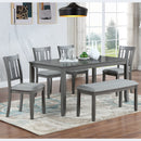 6 Pieces Kitchen Dining Set, Rectangular Wooden Dining Table With 4 Upholstered Chairs And A Bench