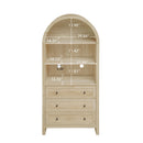 Arched Kitchen Pantry, Modern Farmhouse Wood Kitchen Storage Cabinets, Arched Storage Display Cabinet With Adjustable Shelves, Versatile Cupboard For Kitchen, Dining Room, Living Room - Natural