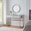 Mirrored Makeup Vanity Table With Stainless Steel Base And 2 Drawers