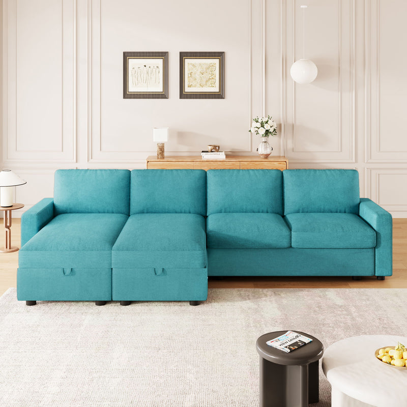 Convertible Sectional Sofa With Storage Chaise Lounges And USB Ports