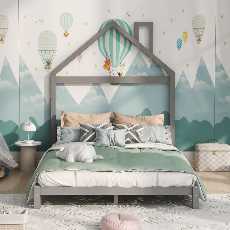 Platform Bed With House Shaped Headboard
