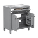 Bathroom Vanity With Ceramic Sink, Modern Single Bathroom Cabinet With 2 Doors And A Shelf, Soft Close Doors