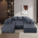 Luxury 8 Piece Modular U Shaped Sectional Sofa With Oversized Chaise Lounge And Bed Corduroy Upholstery