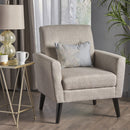 Contemporary Club Chair With Nailhead Trim Fabric And Birch Wood Legs