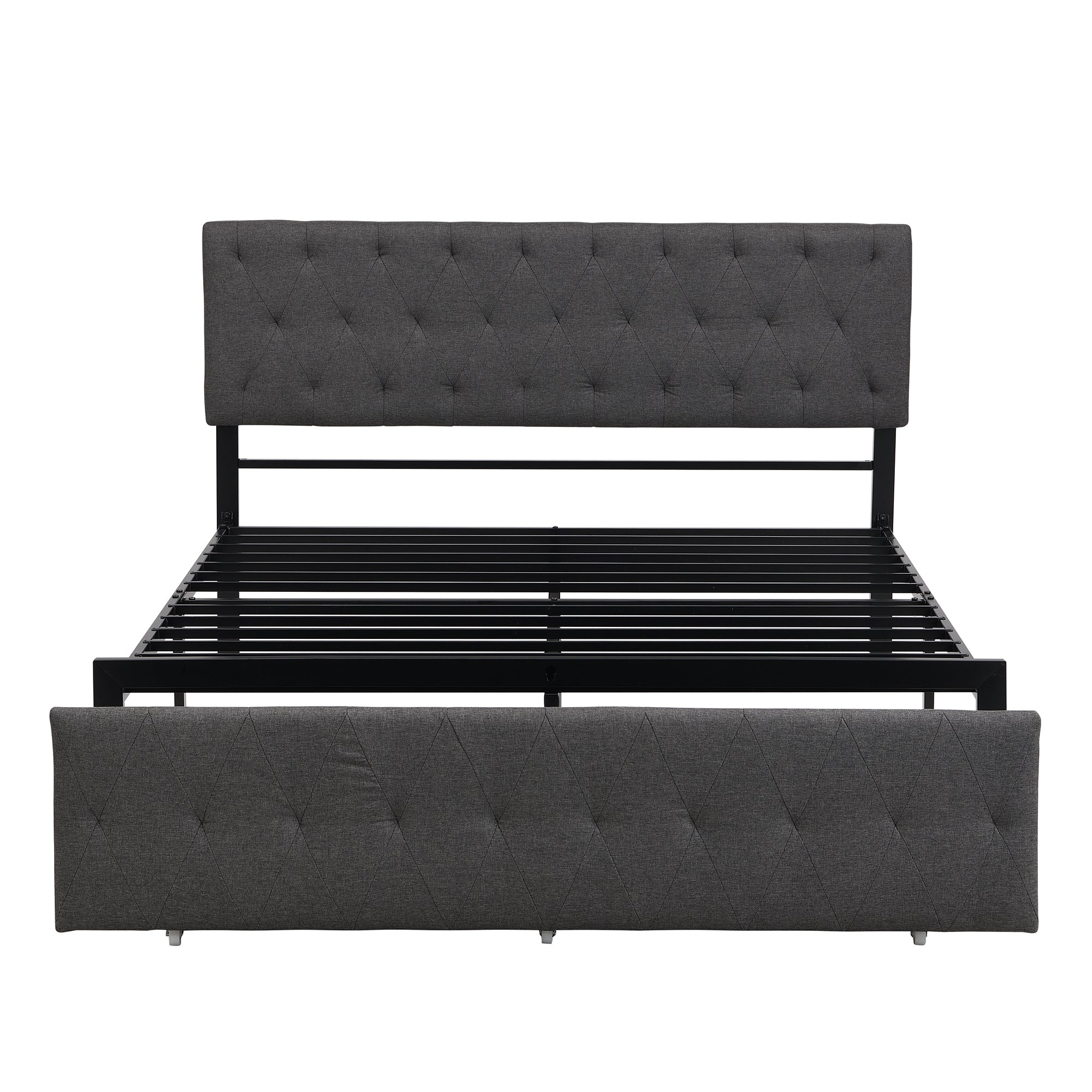 Queen Size Storage Bed Metal Platform Bed with a Big Drawer - Gray - Atlantic Fine Furniture Melbourne FL