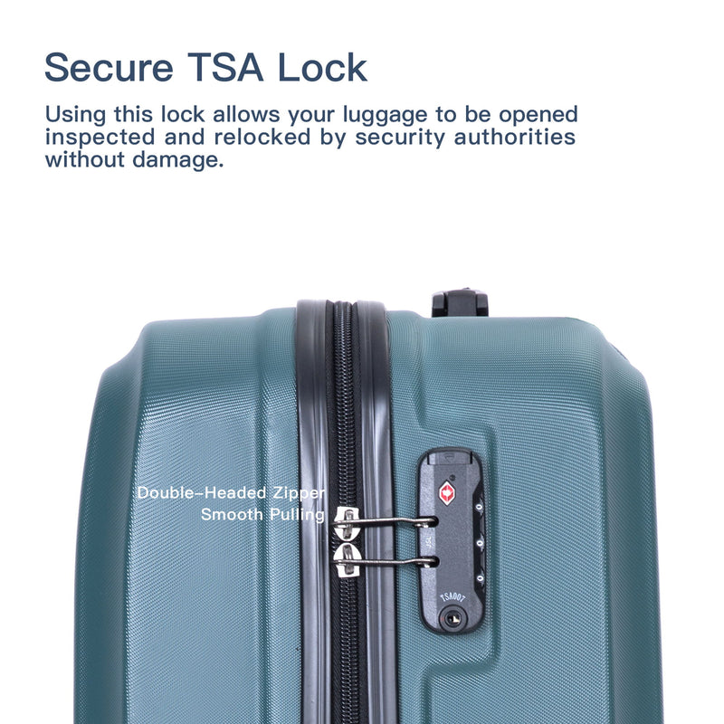3 Piece Luggage Sets Lightweight Suitcase With Two Hooks, Spinner Wheels, Tsa Lock, Durable Hard Shell