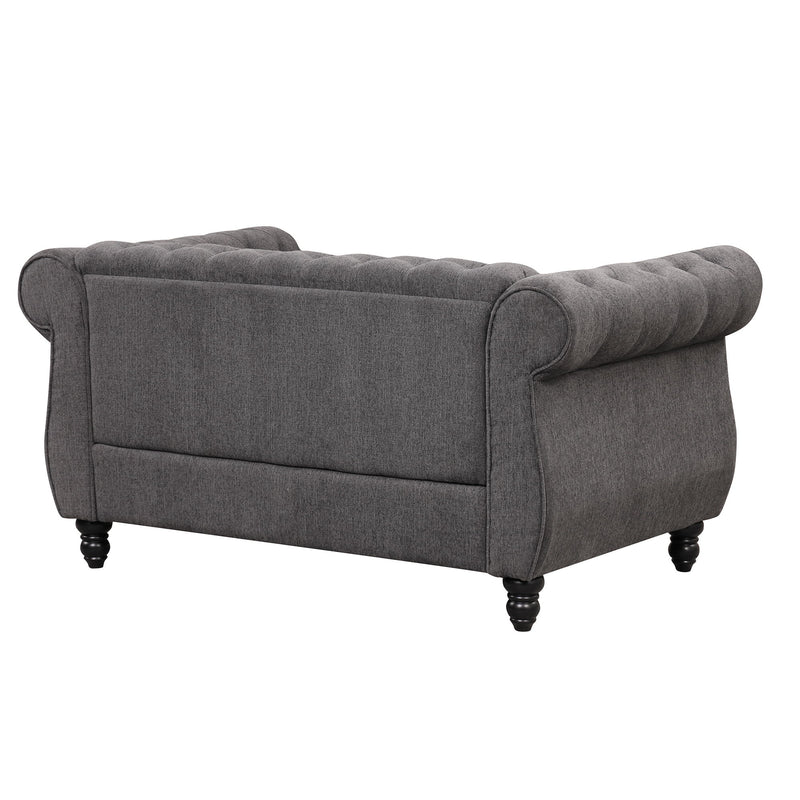 Modern Sofa Dutch Plush, Upholstered Sofa, Solid Wood Legs, Buttoned Tufted Backrest