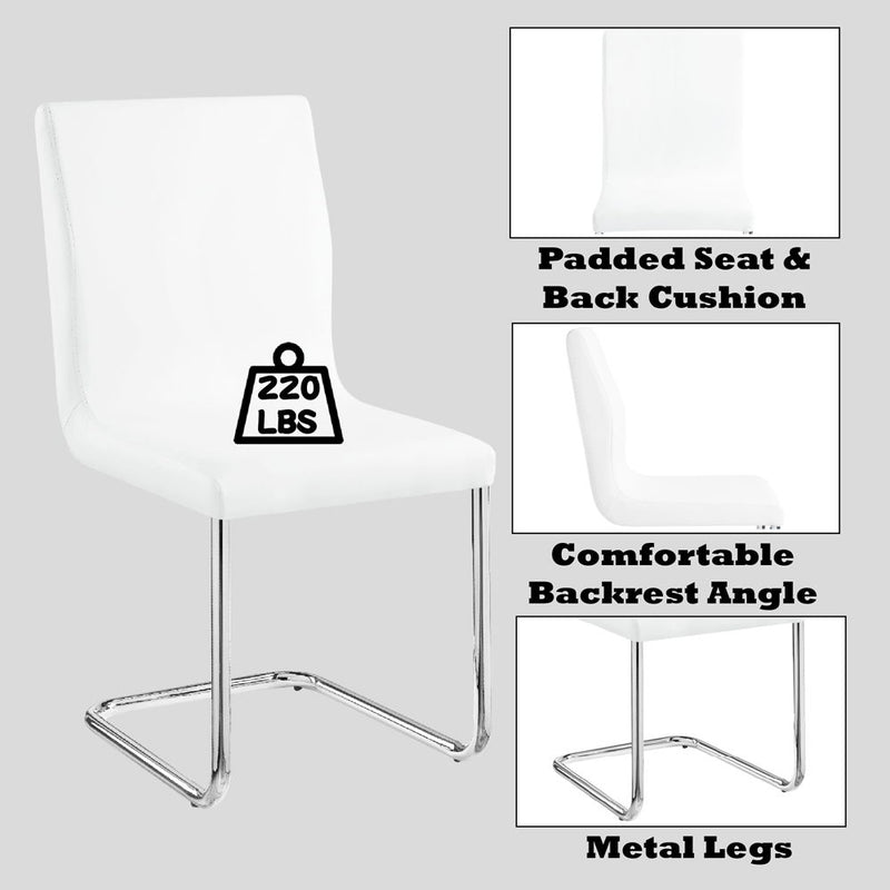 Palton - Side Chair (Set of 2) - White PU & Chrome Finish - Atlantic Fine Furniture Inc