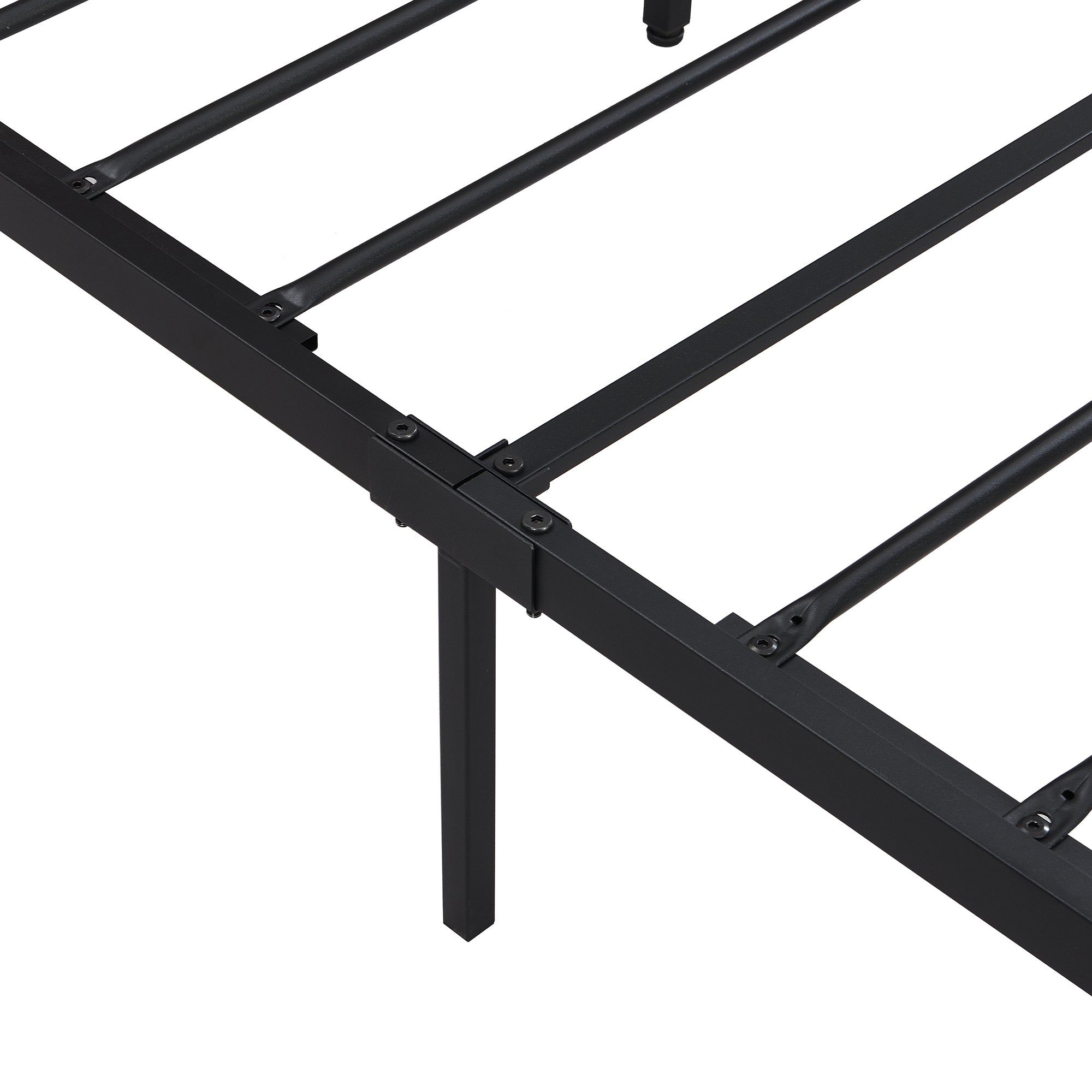 Full Size Metal Platform Bed Frame with Wooden Headboard and Footboard with USB LINER, No Box Spring Needed, Large Under Bed Storage, Easy Assemble - Atlantic Fine Furniture Melbourne FL