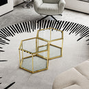 Modern Coffee Table With Double Layer Tempered Glass And Polygonal Design
