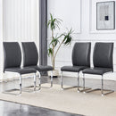 Luxury Simple Arch Chair Set Of 4 High Resilience Dining Chair - Dark Gray / Silver