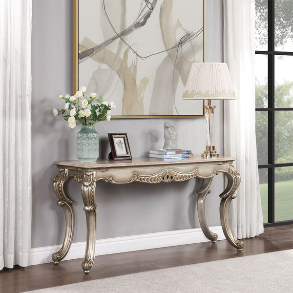 Miliani - Sofa Table With Marble Top - Natural Antique Bronze