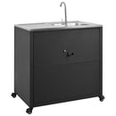 Outdoor Movable Kitchen Sink Patio Modular Kitchen Sink Station With Cabinet For Garden, Patio, Backyard - Matte Black