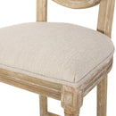 Country Chic Bar Stools (Set of 2) With Rattan Backrest And Upholstered Seat - Beige / Natural