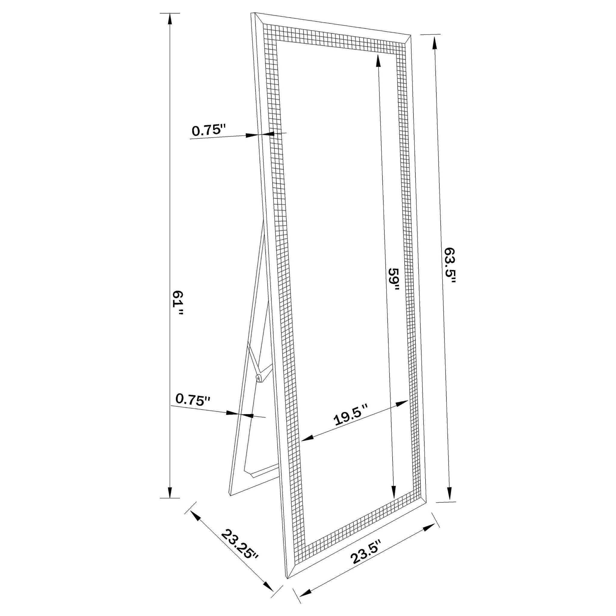 Giddish 24 x 64 Inch Full Length Standing Mirror Silver