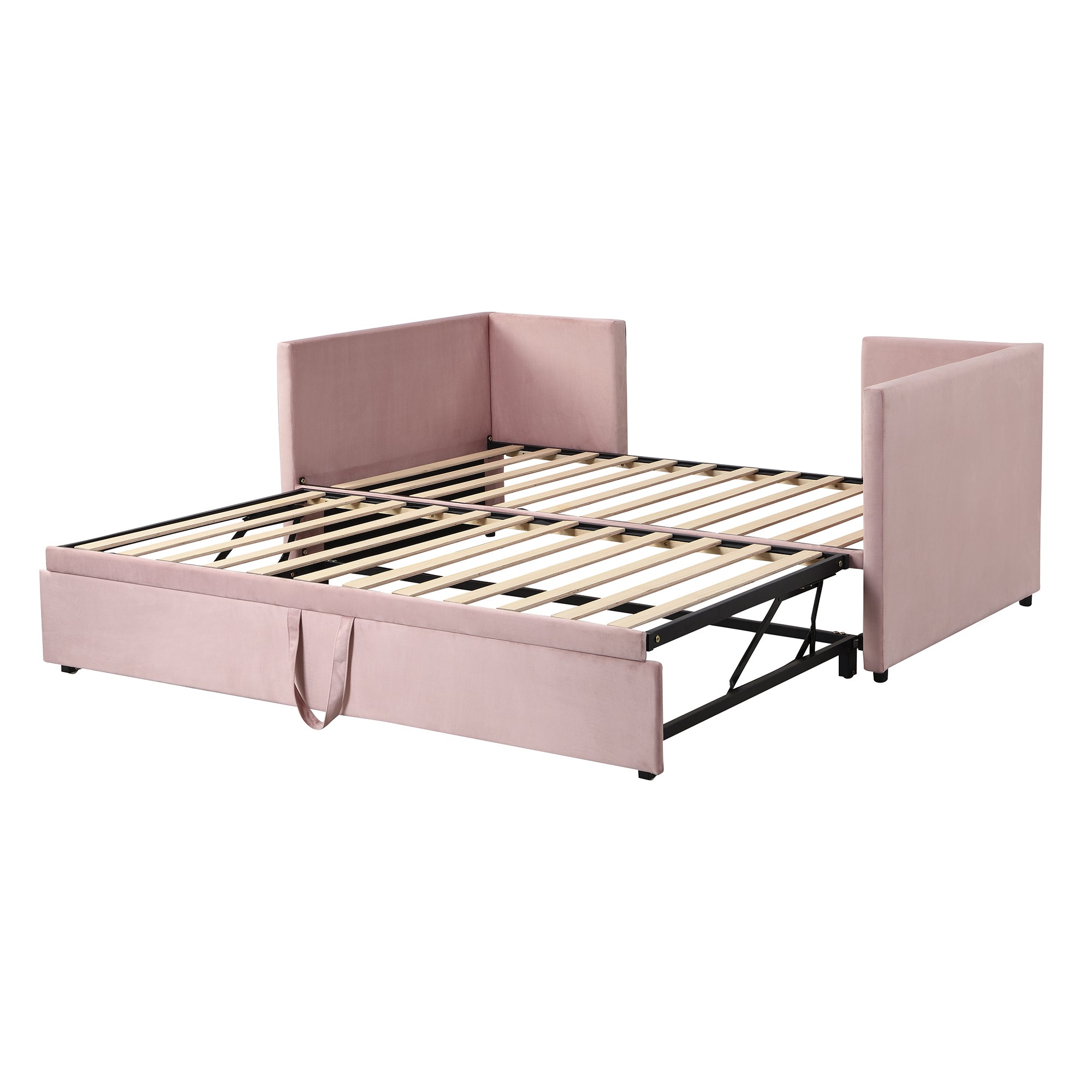 Twin Size Upholstered daybed with Pop Up Trundle, Pink - Atlantic Fine Furniture Melbourne FL