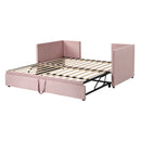 Twin Size Upholstered daybed with Pop Up Trundle, Pink