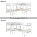 L-Shaped Bunk Bed with Ladder,Twin Size-Gray(OLD SKU :LP000020AAK)