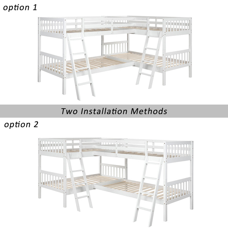 L-Shaped Bunk Bed with Ladder,Twin Size-Gray(OLD SKU :LP000020AAK)