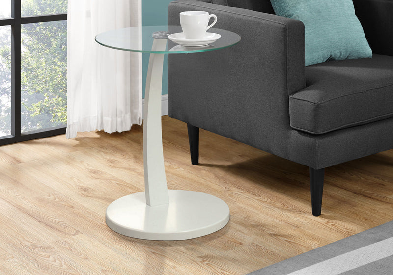 C-Shaped Accent Table Clear Tempered Glass For Living Room