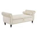 Luxurious Velvet Multifunctional Storage Ottoman Bench With Pillow