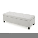 Home Mission - Upholstered Storage Ottoman Bench - Light Gray