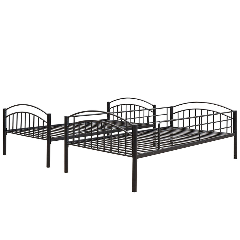 Twin Over Twin Metal Bunk Bed, Divided Into Two Beds - Black