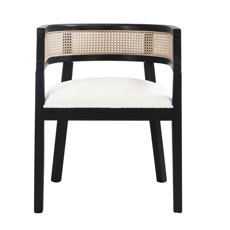 Contemporary Dining Chair Set With Rattan Backrest