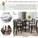 5 Piece Wooden Counter Height Dining Set With Padded Chairs, Storage Shelving