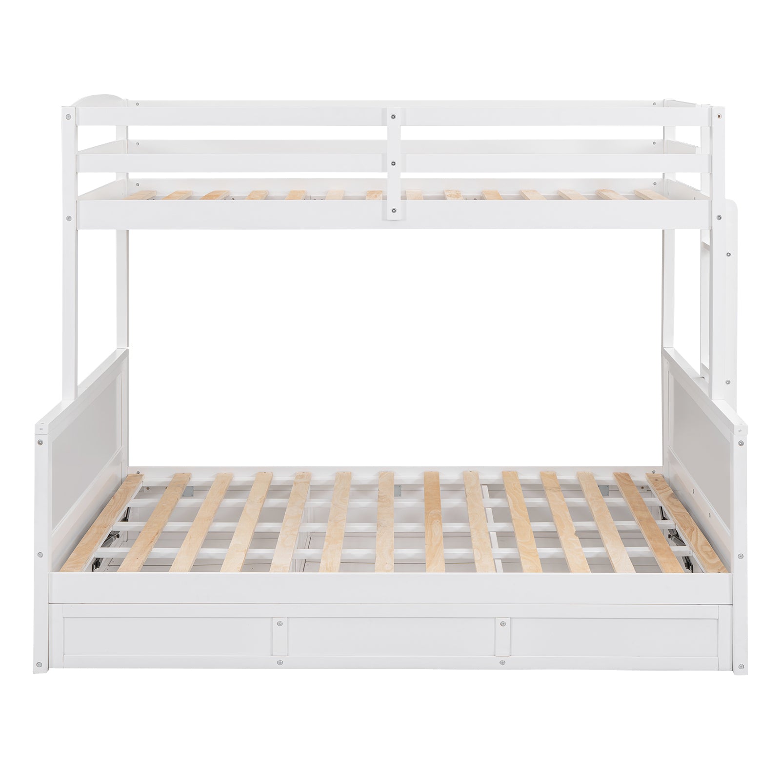 Wood Twin over Full Bunk Bed with Hydraulic Lift Up Storage, White - Atlantic Fine Furniture Melbourne FL