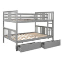 Full over Full Bunk Bed with Drawers and Ladder for Bedroom, Guest Room Furniture-Gray(OLD SKU :LP000205AAE)