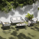 4 Piece Wicker Patio Furniture Set With Tempered Glass Table And Detachable Cushions