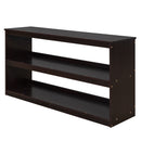 Low Study Full Loft Bed with Cabinet ,Shelves and Rolling Portable Desk ,Multiple Functions Bed- Espresso