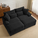 Double Chaise Lounge Set With Reversible Storage Ottomans, USB Port