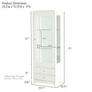 Modern Upholstered Glass Display Cabinet With Adjustable LED Light - White