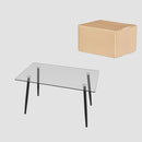 Modern Minimalist Rectangular Glass Dining Table With Tempered Glass Top Metal Legs, For 4 - 6 - Transparent