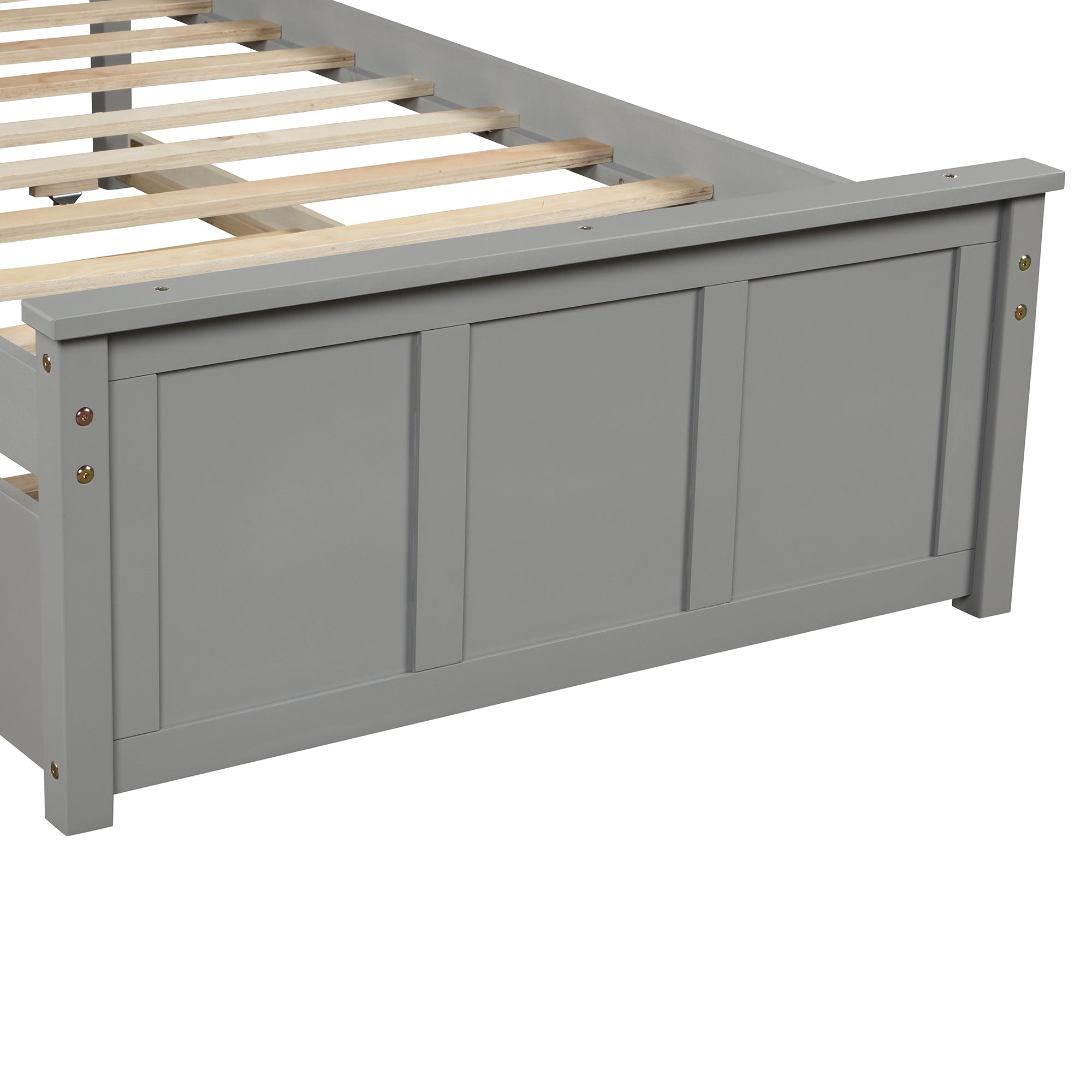 Platform Bed with Twin Size Trundle, Twin Size Frame, Gray - Atlantic Fine Furniture Melbourne FL