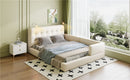 Queen Size Upholstered Platform Bed With 2 Reading Lights - White