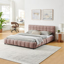 Modern Platform Bed Frame With Thick Chenille Fabric