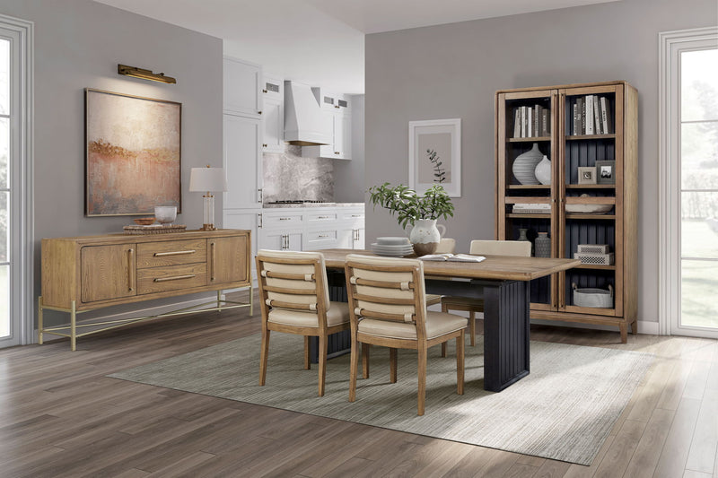 Double Pedestal Table Latte - Light Brown