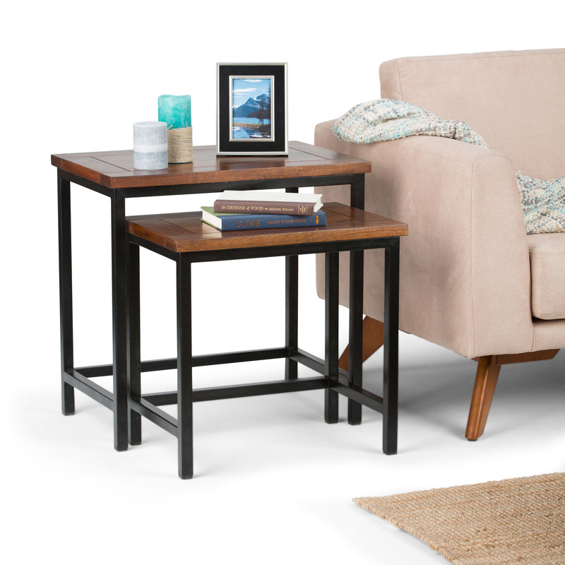 Skyler - 2 Piece Nesting Side Table - Dark Cognac Brown