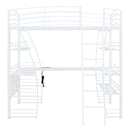 Loft Bed With 4 Layers Of Shelves And L-Shaped Desk, Stylish Metal Frame Bed With A Set Of Sockets, USB Ports And And Wireless Charging